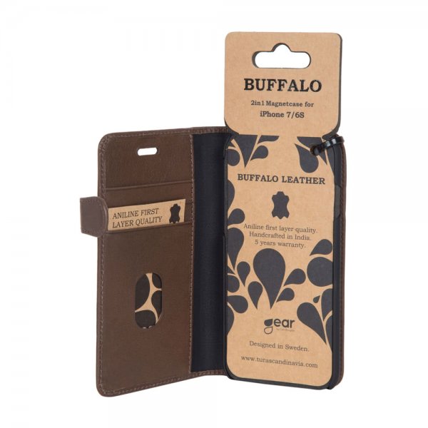 Buffalo iPhone 6/6S/7/8/SE Cover Buffalo Aftagelig Skal Brun