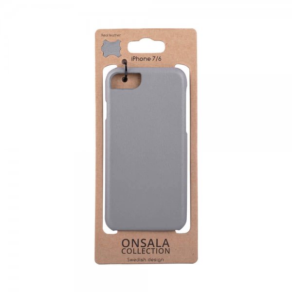 Onsala iPhone 6/6S/7/8/SE Cover Ægte Læder Grå