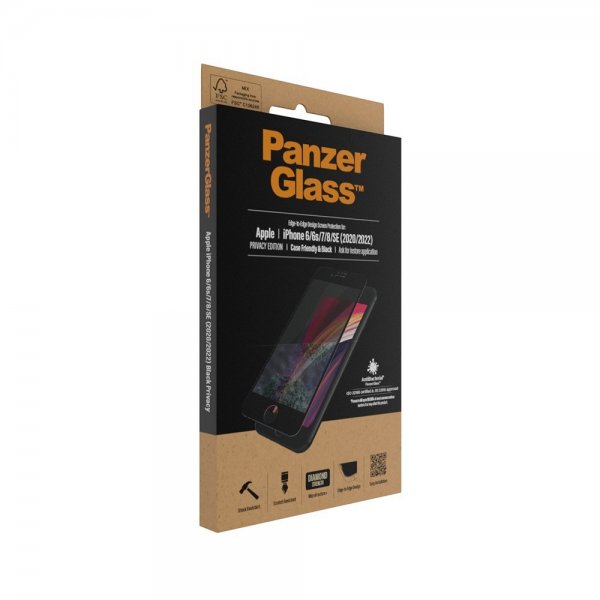 PanzerGlass iPhone 6/6S/7/8/SE Skærmbeskyttelse Edge-to-Edge Case Friendly Privacy