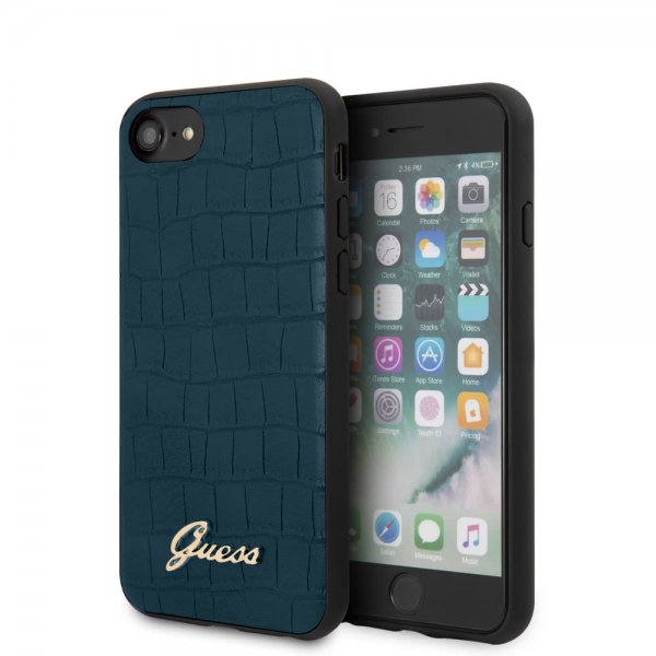 Guess iPhone 7/8/SE Cover Croco Blå