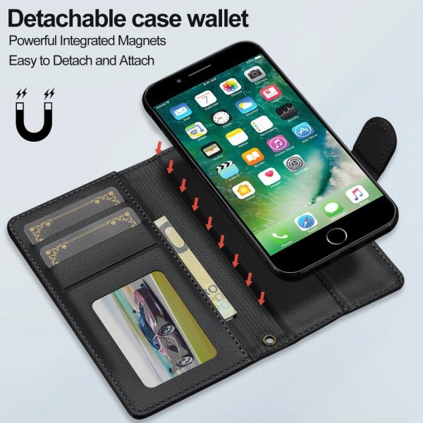 Lc.Imeeke iPhone 7/8/SE Cover med Aftageligt Cover L2 Series MagSafe Sort
