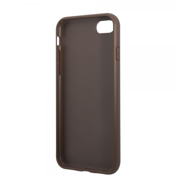 Guess iPhone 7/8/SE Cover Double Cardslot Metal Triangle Brun
