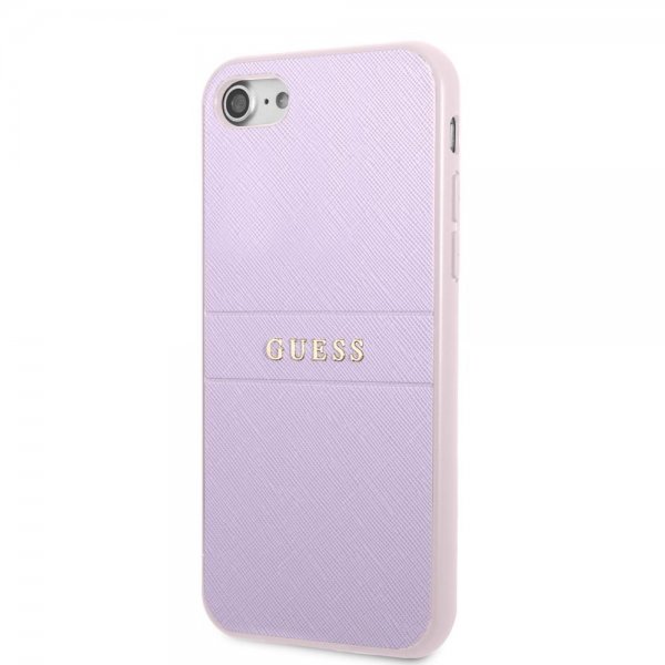 Guess iPhone 7/8/SE Cover Saffiano Metal Logo Lilla