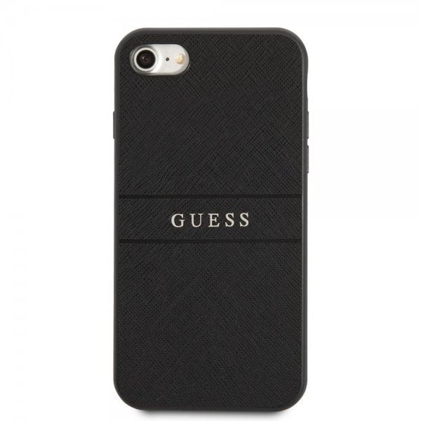 Guess iPhone 7/8/SE Cover Saffiano Metal Logo Sort