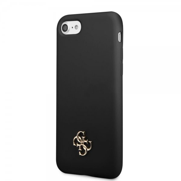 Guess iPhone 7/8/SE Skal Silicone Metal Logo 4G Sort