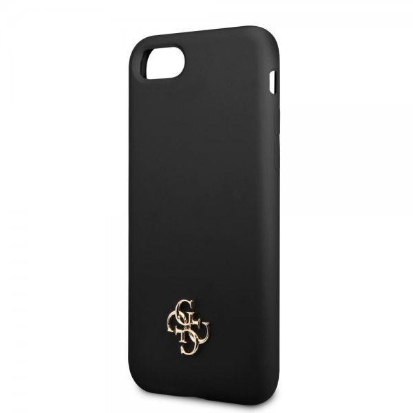 Guess iPhone 7/8/SE Skal Silicone Metal Logo 4G Sort