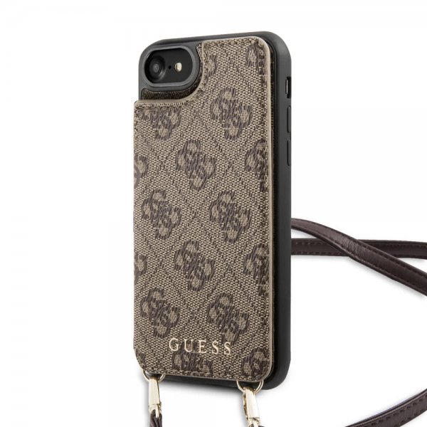 Guess iPhone 7/8/SE Skal Crossbody Cardslot Cover Brun