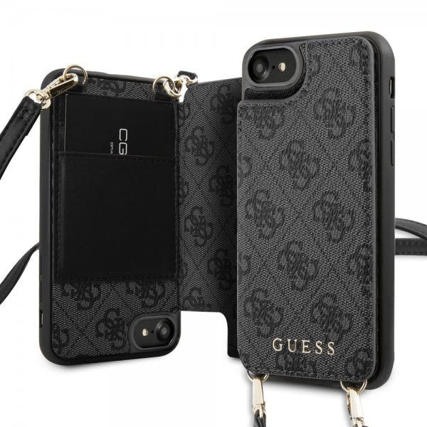 Guess iPhone 7/8/SE Cover Crossbody Cardslot Grå