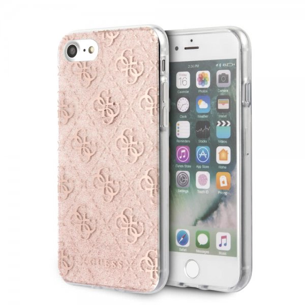 Guess iPhone 7/8/SE Cover Glitter Cover Peony Rosa