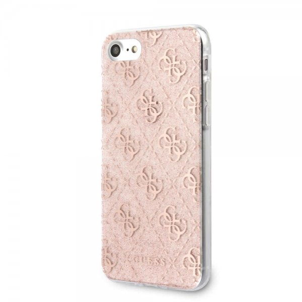 Guess iPhone 7/8/SE Cover Glitter Cover Peony Rosa