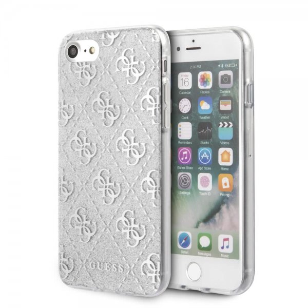 Guess iPhone 7/8/SE Cover Glitter Peony Sølv