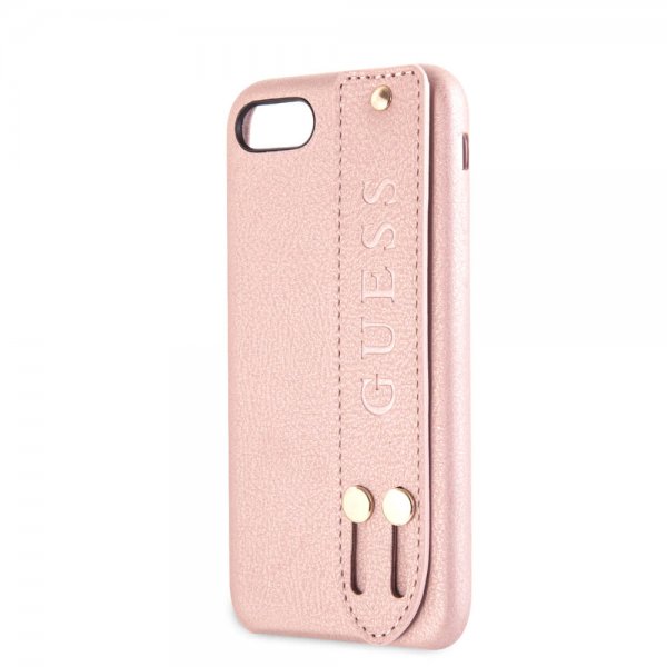 Guess iPhone 7/8/SE Cover Saffiano Remtaske Rosaguld