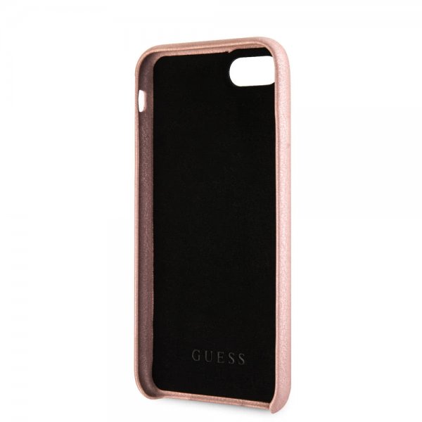 Guess iPhone 7/8/SE Cover Saffiano Remtaske Rosaguld