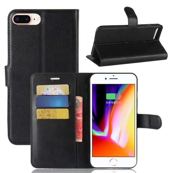 iPhone 7 Plus/iPhone 8 Plus Etui Litchi Sort