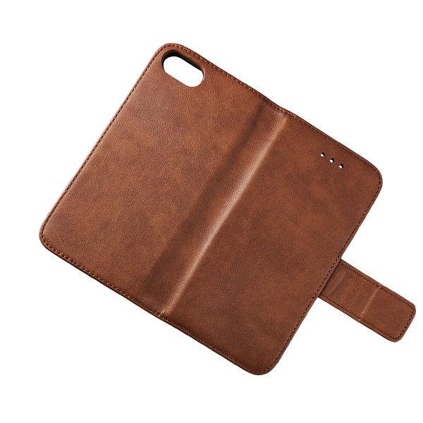 Rvelon iPhone 7/8/SE Cover Ægte læder Kortlomme Brun