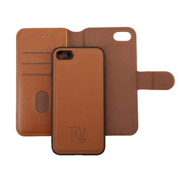 Rvelon iPhone 7/8/SE Cover Magnetisk Aftageligt Cover Brun