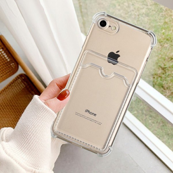 iPhone 7/8/SE Cover Kortholder Stødsikkert Transparent