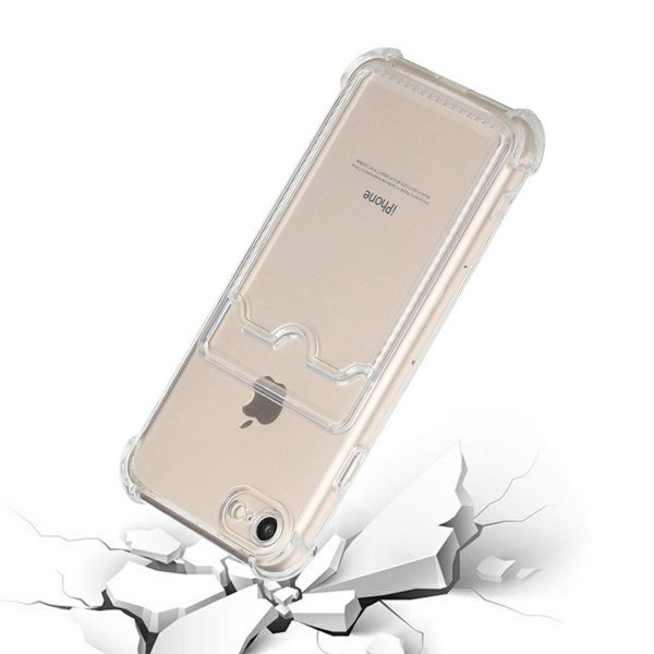 iPhone 7/8/SE Cover Kortholder Stødsikkert Transparent