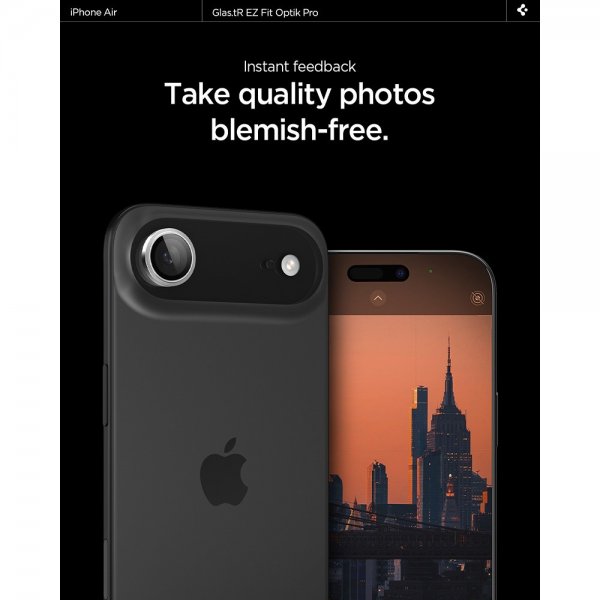 Spigen iPhone Air Kamerabeskyttelse GLAS.tR EZ Fit Optik Pro 2-pak Sølv