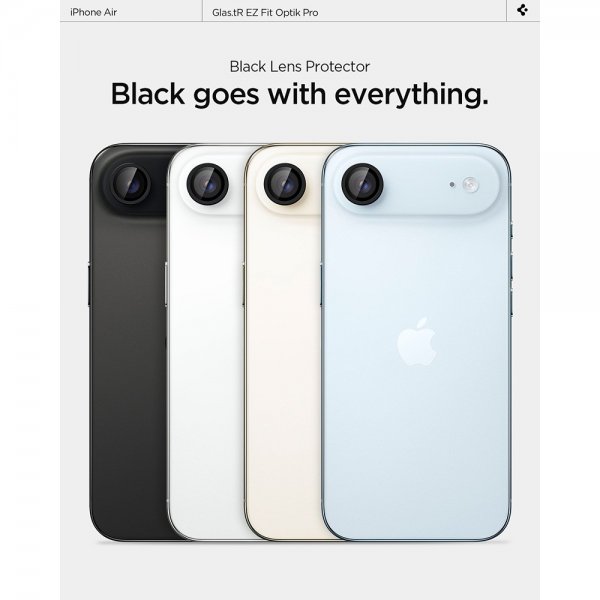 Spigen iPhone Air Kamerabeskyttelse GLAS.tR EZ Fit Optik Pro 2-pak Sort