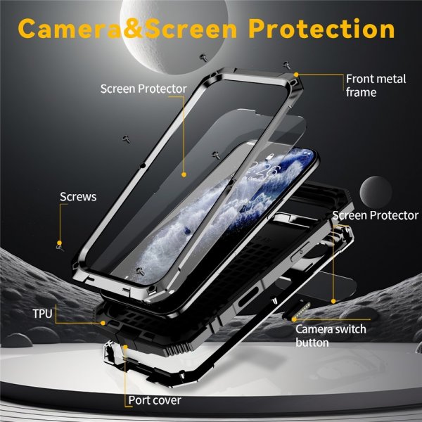 R-JUST iPhone Air Cover Metal Stødsikkert Sort