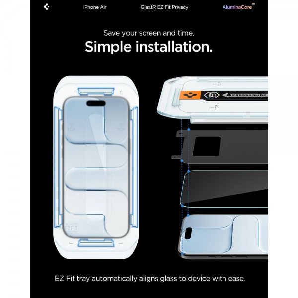 Spigen iPhone Air Skærmbeskytter GLAS.tR EZ Fit Privacy 2-pak