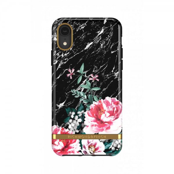 Richmond & Finch iPhone Xr Cover Sort Marmor Blomster