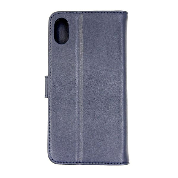 iPhone Xs Max Etui Ægte Læder Kortlomme Blå