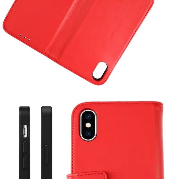 Rvelon iPhone X/iPhone Xs Cover Ægte Læder Rød