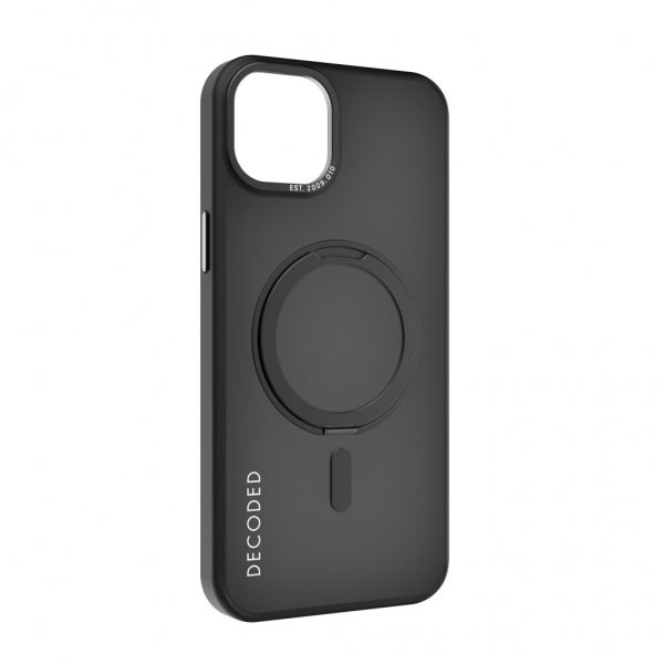 Afkodet iPhone 15 Plus Cover Genanvendt Plast Gennemsigtigt Loop Stand Back Cover Sort