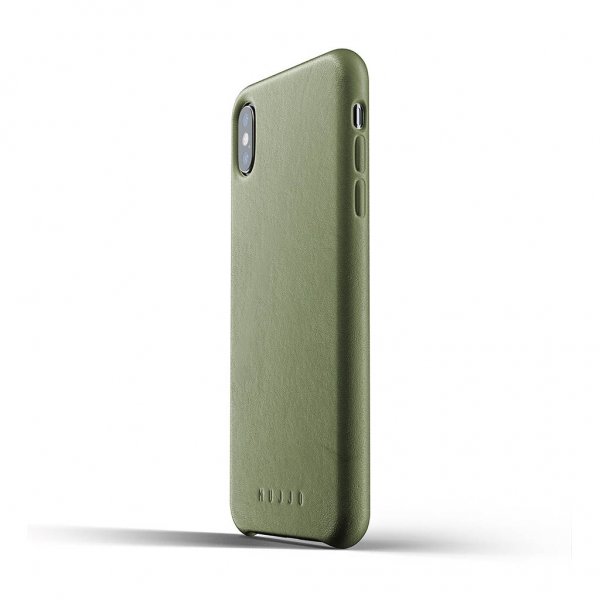 Mujjo iPhone Xs Max Cover Fuld Læder Olivengrøn