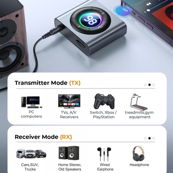 Joyroom JR-CB2 2-i-1 trådløs sender/modtager Bluetooth