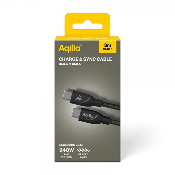 Aqiila Kabel Cablebird CB13 USB-C til USB-C 240W 3m Sort