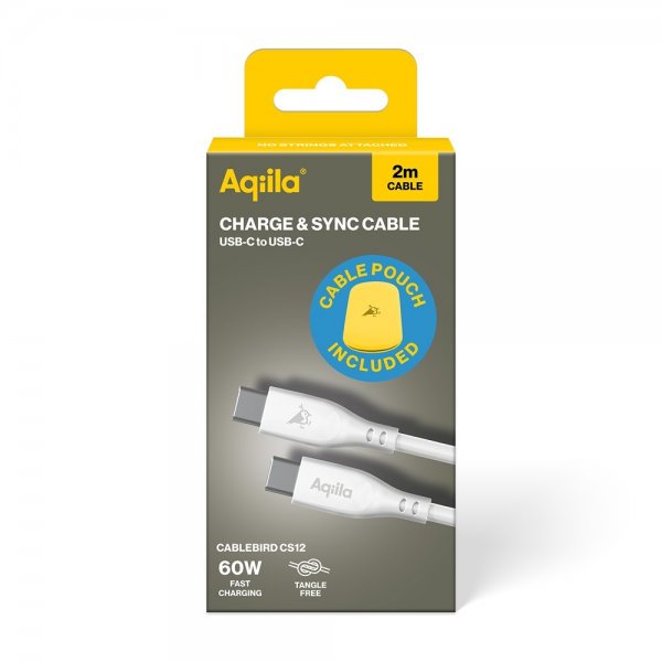 Aqiila Kabel Cablebird CS12 USB-C til USB-C 60W 2m Hvid