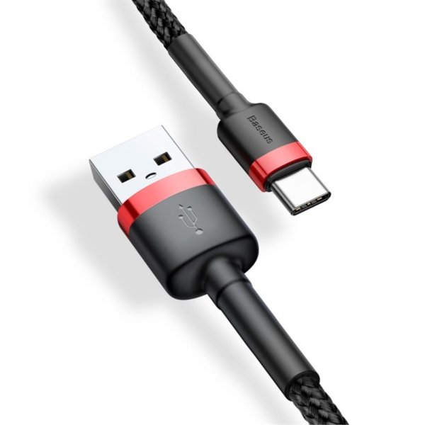 Baseus Kabel Cafule Cable USB-A/USB-C 3m Rød Sort