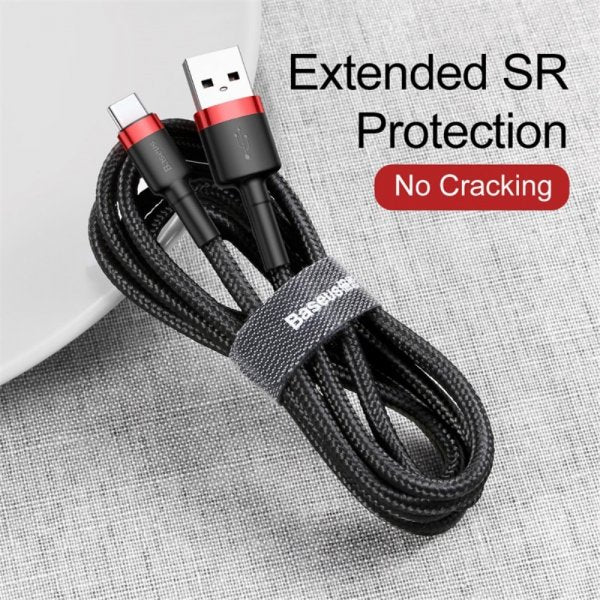 Baseus Kabel Cafule Cable USB-A/USB-C 3m Rød Sort