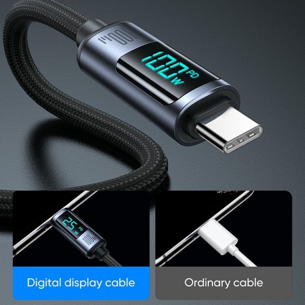 Joyroom Kabel Digital Display Fast Charging Cable USB-C til USB-C 100W 1.2m