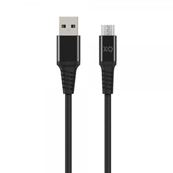 Xqisit Flettet USB-A til Micro-USB-kabel 2m Sort