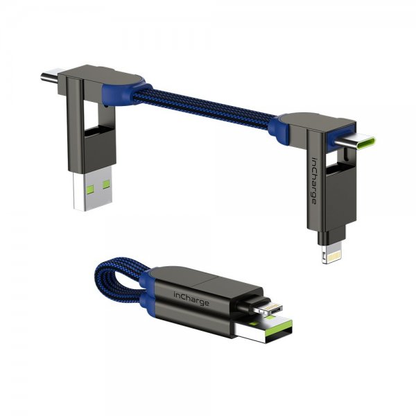 Rolling Square Kabel inCharge X Nøglering 100W 6i1 Safirblå