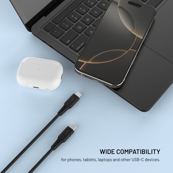 Fixed Kabel Liquid Silicone USB-C/USB-C 0.3m Sort