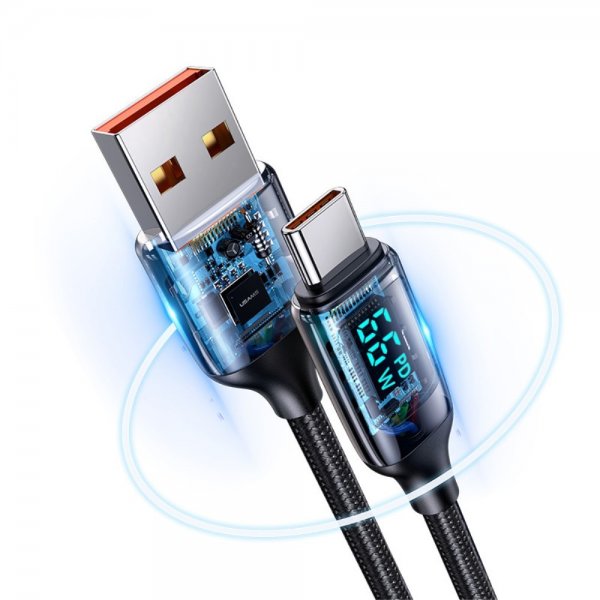 USAMS Kabel U78 Display USB-A/USB-C 1.2 m Sort