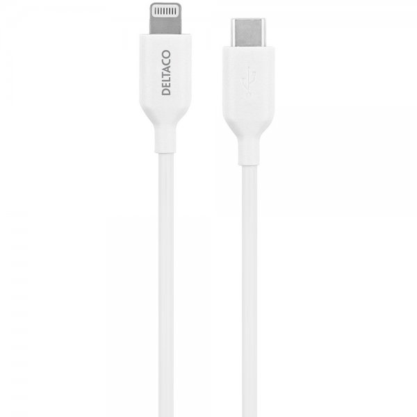 Deltaco Kabel USB-C Kabel med Lightning Stik 1m Hvid