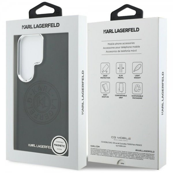 Karl Lagerfeld Samsung Galaxy S26 Ultra Cover Perforated Logo MagSafe Sort