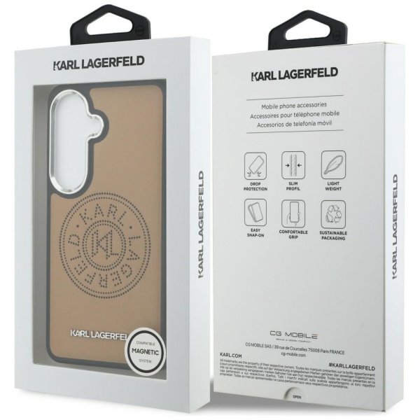 Karl Lagerfeld Samsung Galaxy S26 Plus Cover Perforated Logo MagSafe Brun