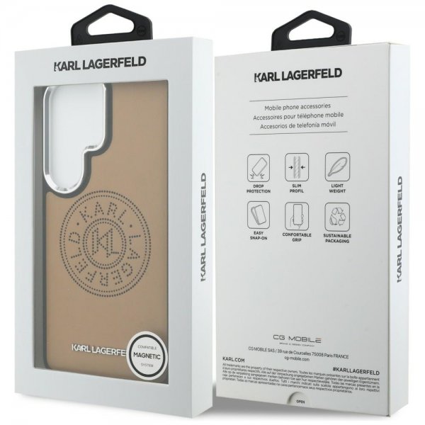 Karl Lagerfeld Samsung Galaxy S26 Ultra Cover Perforated Logo MagSafe Brun
