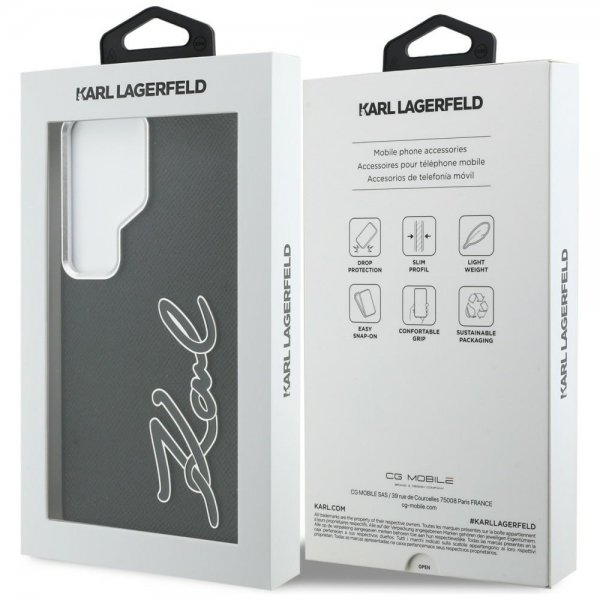 Karl Lagerfeld Samsung Galaxy S26 Ultra Cover Metal Logo Grained Sort