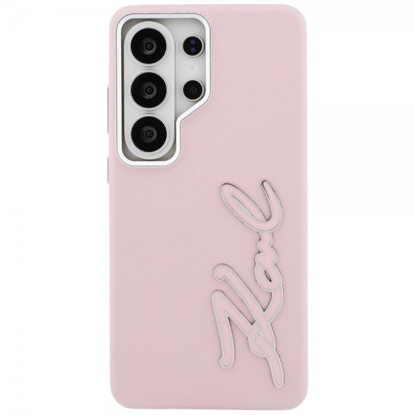 Karl Lagerfeld Samsung Galaxy S26 Ultra Cover Metal Logo Grained Rosa