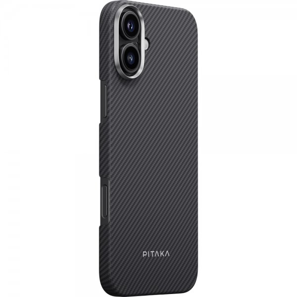 Pitaka iPhone 16 Cover Ultra-Slim Case MagSafe Sort/Grå Twill