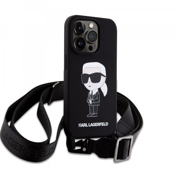 Karl Lagerfeld iPhone 15 Cover Ikonik Crossbody Sort