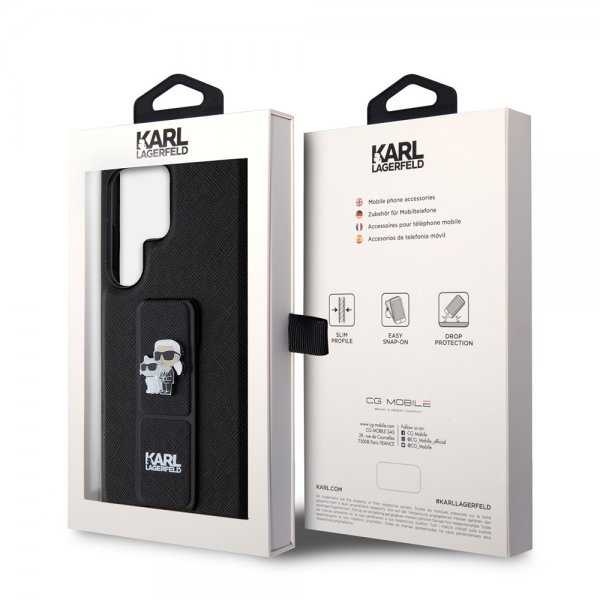 Karl Lagerfeld Samsung Galaxy S24 Ultra Cover Grip & Stand Saffiano Sort
